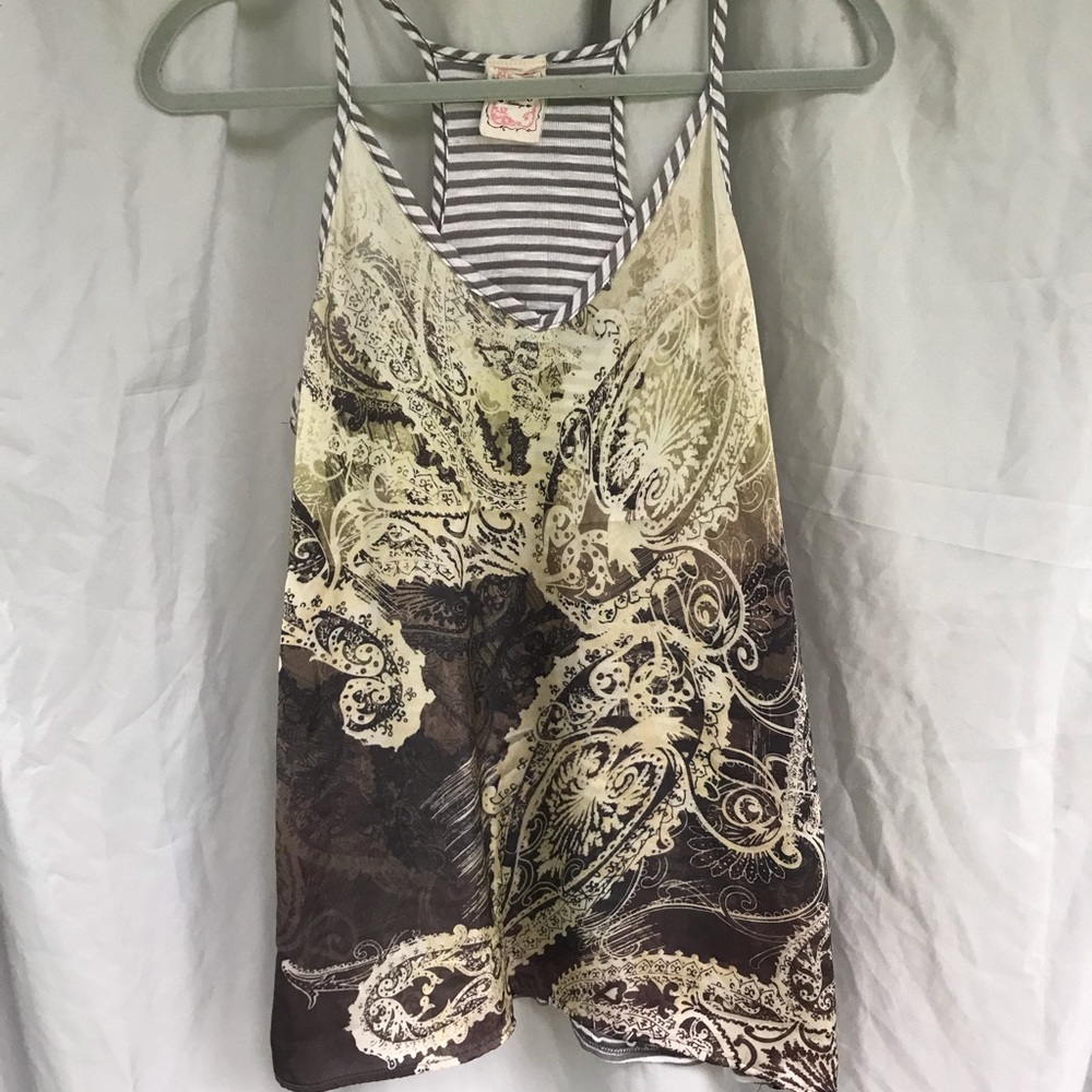 Mixed media racer back tank in EUC💋